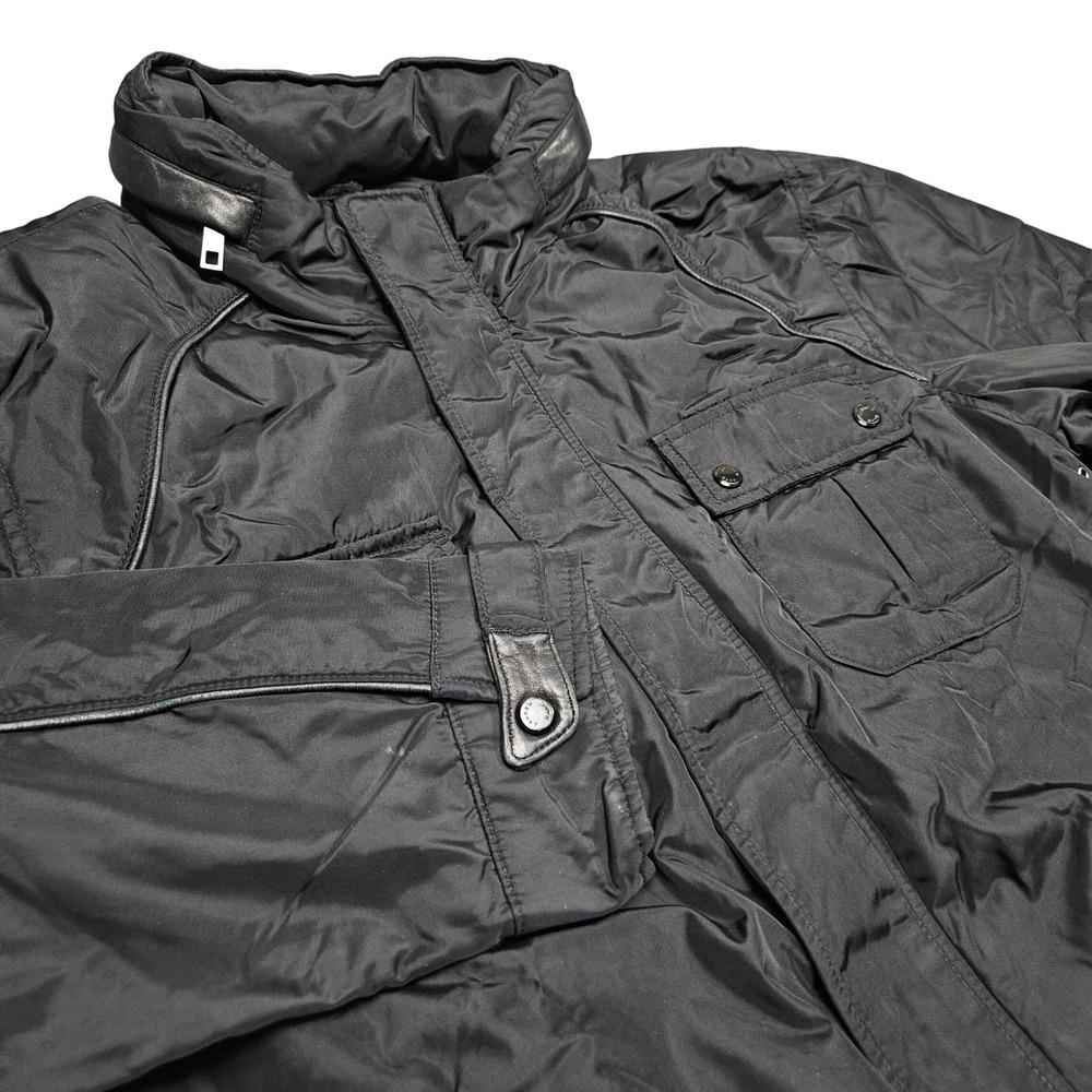 Andrew Marc Thermore Jacket Black Nylon Leather Trim‎ Utility Zip Pockets